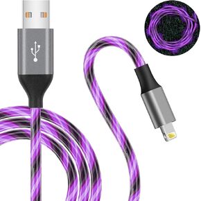 iPhone Charger Cable, Apple MFi Certified 3ft LED Light Up Lightning Cable USB Fast Charger Cord High Speed Data Sync Transfer Cord for iPhone 14/13/12/11/11Pro/Max/XS/XR/X/6/7/8 (Purple) in Kuwait
