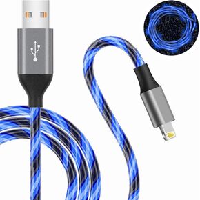 iPhone Charger Cable, (Apple MFi Certified) 6ft LED Light Up Lightning Cable USB Fast Charger Cord High Speed Data Sync Transfer Cord for iPhone 14/13/12/11/11Pro/Max/XS/XR/X/6/7/8 (Purple)