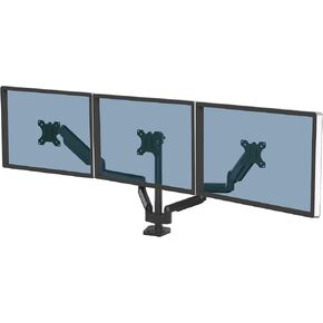 Fellowes Platinum Series Triple Monitor Arm for 27-Inch Monitors, Full Motion, 360° Rotation, VESA Mount with Grommet or Clamp, USB Ports, Ergonomic, Black, 8042601