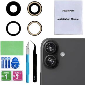 Back Rear Camera Lens Glass Replacement Compatible with iPhone 16 6.1 inches with pre-Installed Adhesive and Reparing Toolkit
