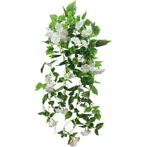 2 Pcs Artificial Vines 15Feet Silk Flower Garland for Outdoors Purple Morning Glory Vine Artificial Flowers Hanging Plants Garland Fake Green Plant for Wall Fence Indoor Wedding Banquet Decor