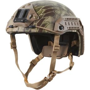 Lancer Tactical Medium - Large Industrial Durable ABS Plastic Constructed Maritime Helmet w/Adjustable 20mm Side Rail Adapter Padding Stickers NVG Shroud Bungee Retention Goggle Clip