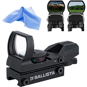 BALLISTA 1x23x34mm Tactical Reflex Green Red Dot Sight Optic with 20mm Rail Mount for Hunting Shooting, Battery Included