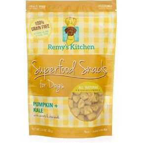 Remy’s Kitchen Freeze Dried Superfood Snacks for Dogs Pumpkin+Kale All Natural Dog Treat