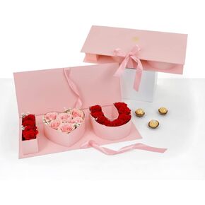 صندوق قابل للتعبئة على شكل حرف "I Love You" من UNIKPACKAGING، مع بطانات بلاستيكية، لتنسيقات الزهور الفاخرة (أسود) in Kuwait