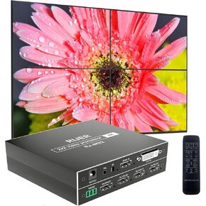 2x2 Video Wall Controller, 180-Degree Rotate Edge Mask，4 HD LED TV Splicing Display,1x2 2x1 1x3 3x1 1x4 4x1 Video Processor 1X1 HDMI Splitter, 2X2UD22004