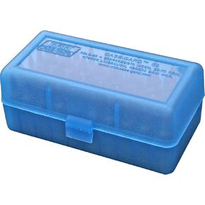 MTM RS-S-50-24 50 Round Flip-Top Rifle Ammo Box .22 PPC, 6MM PPC, REM BR, USA Made, Clear Blue