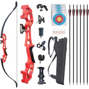 Archery Recurve Bow and Arrows Set for Adults Metal Riser 51" Longbow Kit Right Hand Straight Bow for Beginner Outdoor Hunting Shooting Practice