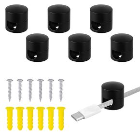6pcs Cable Anchors for Desk Organization, Sturdy Aluminum Wire Organizer for 0.28 Inch Maximum Diameter Cables Charger Management Clips Metal Cable Cords Holders for Nightstand Home Office (Gold)