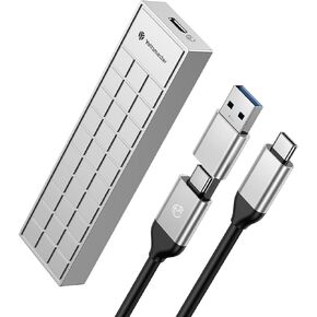 M.2 NVMe Enclosure, Yottamaster USB C 10Gbps NVMe SSD Enclosure Thunderbolt 3 Compatible for 2230/2242/2260/2280 NVMe SSD, Aluminum M.2 Enclosure Adapter with Heatsink [HP5-Silver]