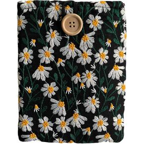 Embroidered Daisy Kindle Paperwhite Sleeve 6x8 - Padded E Reader Sleeve & Kindle Pouch Sleeve for Extra Protection (White and Black)