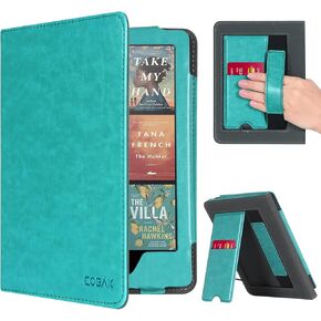 CoBak Case with Stand for Kindle Paperwhite 12th Gen 2024 Released (7") & Kindle Colorsoft Signature Edition - Durable PU Leather Cover with Auto Sleep Wake, Card Slot, Hand Strap Feature