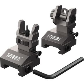 Feyachi S17 Front and Rear Backup Iron Sights, Flip Up Iron Sights Picatinny Backup Sight Set,Tool-Free Adjustable Front Sight for Rapid Transition