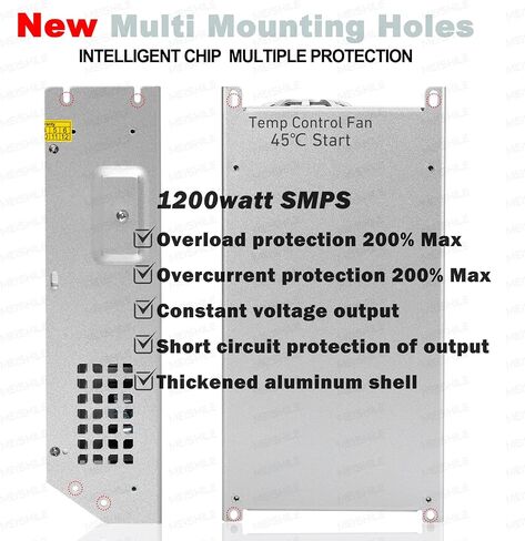 MEISHILE 12V 100A 1200W تحويل التيار الكهربائي محول AC إلى DC محول لمصباح ضوء شريط السائق LED، مكبر للصوت، آلة، 120V 110V إلى 12Volt 10A 20A 30A 40A 50A 60A 70A 80Amp in Kuwait