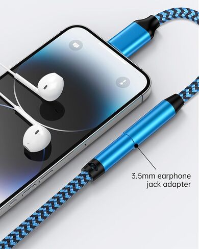Lightning to 3.5mm Audio Aux Jack Adapter, [MFI Certified]Coiled iPhone Headphone/Earphone Adapter Auxiliary Cord Converter Apple Dongle Compatible with iPhone 14 Pro Max 13 Pro 12 Mini 11 SE3 X XR XS in Saudi Arabia