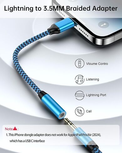 Lightning to 3.5mm Audio Aux Jack Adapter, [MFI Certified]Coiled iPhone Headphone/Earphone Adapter Auxiliary Cord Converter Apple Dongle Compatible with iPhone 14 Pro Max 13 Pro 12 Mini 11 SE3 X XR XS in Saudi Arabia