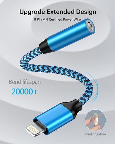 Lightning to 3.5mm Audio Aux Jack Adapter, [MFI Certified]Coiled iPhone Headphone/Earphone Adapter Auxiliary Cord Converter Apple Dongle Compatible with iPhone 14 Pro Max 13 Pro 12 Mini 11 SE3 X XR XS in Saudi Arabia