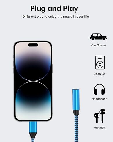 Lightning to 3.5mm Audio Aux Jack Adapter, [MFI Certified]Coiled iPhone Headphone/Earphone Adapter Auxiliary Cord Converter Apple Dongle Compatible with iPhone 14 Pro Max 13 Pro 12 Mini 11 SE3 X XR XS in Saudi Arabia