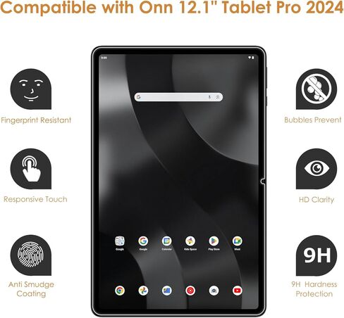 واقي شاشة مكون من عبوتين متوافق مع جهاز Onn Tablet Pro مقاس 12.1 بوصة (موديل 2024: 100146663)، [وضوح عالي الدقة] [9 صلابة] [مضاد للخدش] استبدال الزجاج المقوى لجهاز Onn Tablet Pro مقاس 12.1 بوصة in Kuwait
