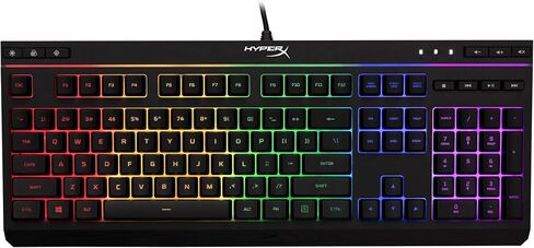 لوحة مفاتيح ألعاب HyperX Alloy Core RGB LED Xbox PlayStation PC كاملة الحجم بإضاءة خلفية سلكية تعمل باللمس ومضادة للظلال ومفاتيح هادئة وصامتة وتصميم إنجليزي وإطار متين لإعداد كمبيوتر الألعاب - أسود (متجدد) in Saudi Arabia
