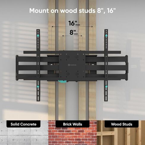 ONKRON Full Motion TV Wall Mount 42-110", 220 lbs, max VESA 800x600, Black | Heavy duty TV mount, extra long 40.5" extension arm, swivel, tilt, rotation; for home theater, office, retail & signage in Kuwait
