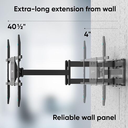 ONKRON Full Motion TV Wall Mount 42-110", 220 lbs, max VESA 800x600, Black | Heavy duty TV mount, extra long 40.5" extension arm, swivel, tilt, rotation; for home theater, office, retail & signage in Kuwait