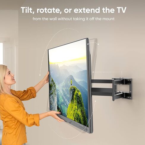 ONKRON Full Motion TV Wall Mount 42-110", 220 lbs, max VESA 800x600, Black | Heavy duty TV mount, extra long 40.5" extension arm, swivel, tilt, rotation; for home theater, office, retail & signage in Kuwait