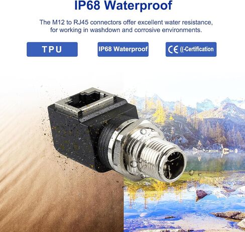 M12 X-Coded 8 Pin to RJ45 Adapter Cat6 Industrial Ethernet Shielded Connector IP68 Waterproof for Cognex and Automation Application in Saudi Arabia