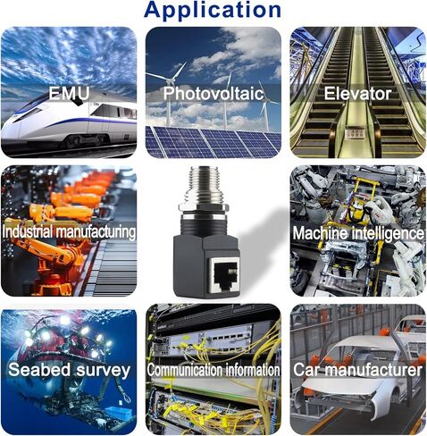M12 X-Coded 8 Pin to RJ45 Adapter Cat6 Industrial Ethernet Shielded Connector IP68 Waterproof for Cognex and Automation Application in Saudi Arabia