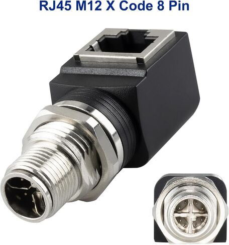 M12 X-Coded 8 Pin to RJ45 Adapter Cat6 Industrial Ethernet Shielded Connector IP68 Waterproof for Cognex and Automation Application in Saudi Arabia