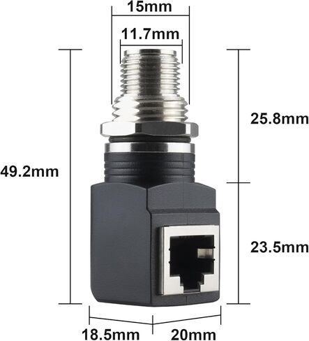M12 X-Coded 8 Pin to RJ45 Adapter Cat6 Industrial Ethernet Shielded Connector IP68 Waterproof for Cognex and Automation Application in Saudi Arabia