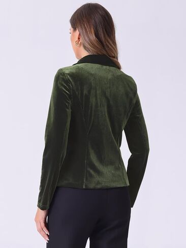 Allegra K Women's Suit Jacket Notched Lapel Halloween Long Sleeve Office Business Button Velvet Blazer in Kuwait