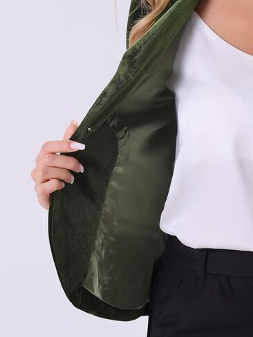Allegra K Women's Suit Jacket Notched Lapel Halloween Long Sleeve Office Business Button Velvet Blazer in Kuwait
