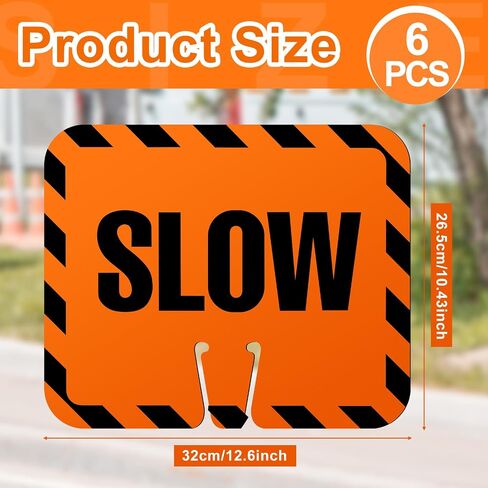 Flutesan 3 Pcs Slow Sign Traffic Cone Sign Road Sign Traffic Cone Top Warning Signs for Outdoor Neighborhoods Street, 12.6 x 10.4 Inches, Black on Orange in Kuwait