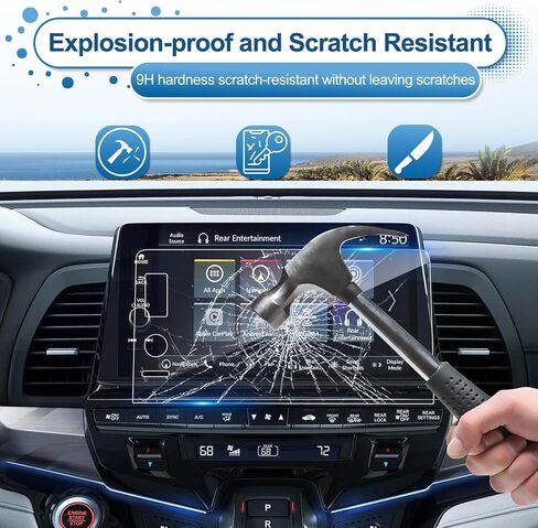 (Updated) 2025 Odyssey Screen Protector for Honda Odyssey (EX-L/Sport-L/Touring/Elite) 9-inch Color Touchscreen, 9H Tempered Glass 2025 Odyssey Accessories HD Transparent 9" in Kuwait