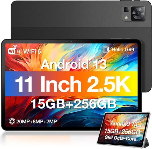 DOOGEE T30 PRO Tablet,11 inch Tablets, 15GB+256GB Android 14 Tablet, 2.5K Octa-Core Gaming Tablet, 8580mAh,Hi-Res Quad Speakers, 20MP Camera, TÜV Low Bluelight, Split Screen -Black in Saudi Arabia
