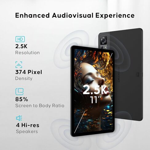 DOOGEE T30 PRO Tablet,11 inch Tablets, 15GB+256GB Android 14 Tablet, 2.5K Octa-Core Gaming Tablet, 8580mAh,Hi-Res Quad Speakers, 20MP Camera, TÜV Low Bluelight, Split Screen -Black in Saudi Arabia