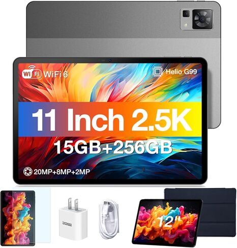 DOOGEE T30 PRO Tablet,11 inch Tablets, 15GB+256GB Android 14 Tablet, 2.5K Octa-Core Gaming Tablet, 8580mAh,Hi-Res Quad Speakers, 20MP Camera, TÜV Low Bluelight, Split Screen -Black in Saudi Arabia