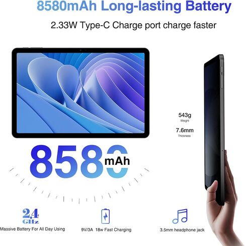 DOOGEE T30 PRO Tablet,11 inch Tablets, 15GB+256GB Android 14 Tablet, 2.5K Octa-Core Gaming Tablet, 8580mAh,Hi-Res Quad Speakers, 20MP Camera, TÜV Low Bluelight, Split Screen -Black in Saudi Arabia