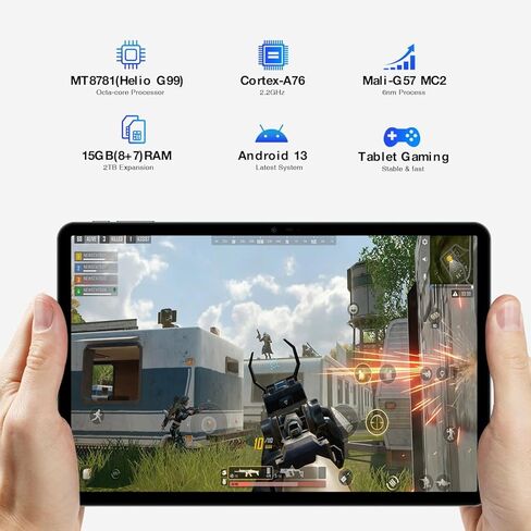تابلت DOOGEE T30 PRO، تابلت 11 بوصة، 15 جيجابايت + 256 جيجابايت أندرويد 14 تابلت، 2.5 كيه ثماني النواة للألعاب، 8580 مللي أمبير، مكبرات صوت رباعية عالية الدقة، كاميرا 20 ميجابكسل، إضاءة زرقاء منخفضة TÜV، شاشة مقسمة - أسود in Kuwait