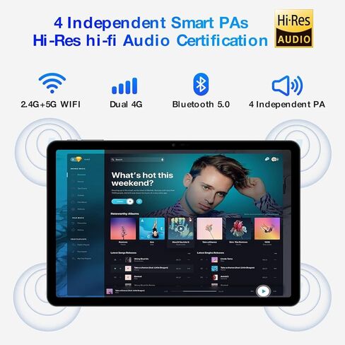تابلت DOOGEE T30 PRO، تابلت 11 بوصة، 15 جيجابايت + 256 جيجابايت أندرويد 14 تابلت، 2.5 كيه ثماني النواة للألعاب، 8580 مللي أمبير، مكبرات صوت رباعية عالية الدقة، كاميرا 20 ميجابكسل، إضاءة زرقاء منخفضة TÜV، شاشة مقسمة - أسود in Kuwait