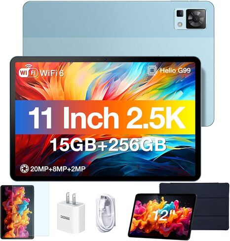 تابلت DOOGEE T30 PRO، تابلت 11 بوصة، 15 جيجابايت + 256 جيجابايت أندرويد 14 تابلت، 2.5 كيه ثماني النواة للألعاب، 8580 مللي أمبير، مكبرات صوت رباعية عالية الدقة، كاميرا 20 ميجابكسل، إضاءة زرقاء منخفضة TÜV، شاشة مقسمة - أسود in Kuwait