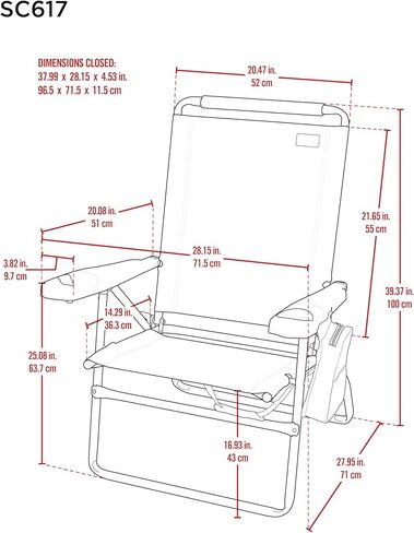 Rio Brands RIO Beach كرسي شاطئ قابل للطي بطول 4 مواضع 17 بوصة - مخطط، ارتفاع ممتد 17 بوصة 4 مواضع كرسي شاطئ قابل للطي in Kuwait