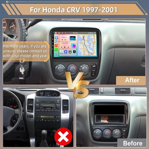 Podofo 8 Core [4+64G] راديو ستيريو للسيارة Honda CRV 1997-2001 مع CarPlay اللاسلكي وAndroid Auto 9 بوصة شاشة تعمل باللمس صوت بلوتوث مع نظام تحديد المواقع العالمي (GPS) ومرآة وصلة WiFi EQ RDS Hi-Fi كاميرا احتياطية وميكروفون in Saudi Arabia