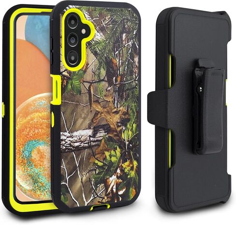 Customerfirst Compatible with Samsung Galaxy A14 5G Case, with Belt Clip Holster Heavy Duty Rugged Shockproof Full Body Protection Kickstand Phone case (Green Camo) in Saudi Arabia