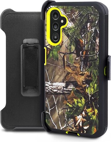 Customerfirst Compatible with Samsung Galaxy A14 5G Case, with Belt Clip Holster Heavy Duty Rugged Shockproof Full Body Protection Kickstand Phone case (Green Camo) in Saudi Arabia