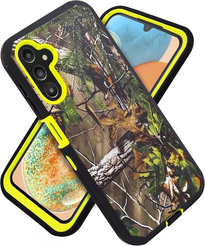 Customerfirst Compatible with Samsung Galaxy A14 5G Case, with Belt Clip Holster Heavy Duty Rugged Shockproof Full Body Protection Kickstand Phone case (Green Camo) in Saudi Arabia