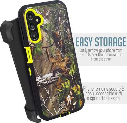 Customerfirst Compatible with Samsung Galaxy A14 5G Case, with Belt Clip Holster Heavy Duty Rugged Shockproof Full Body Protection Kickstand Phone case (Green Camo) in Saudi Arabia