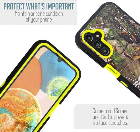 Customerfirst Compatible with Samsung Galaxy A14 5G Case, with Belt Clip Holster Heavy Duty Rugged Shockproof Full Body Protection Kickstand Phone case (Green Camo) in Saudi Arabia