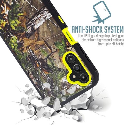 Customerfirst Compatible with Samsung Galaxy A14 5G Case, with Belt Clip Holster Heavy Duty Rugged Shockproof Full Body Protection Kickstand Phone case (Green Camo) in Saudi Arabia